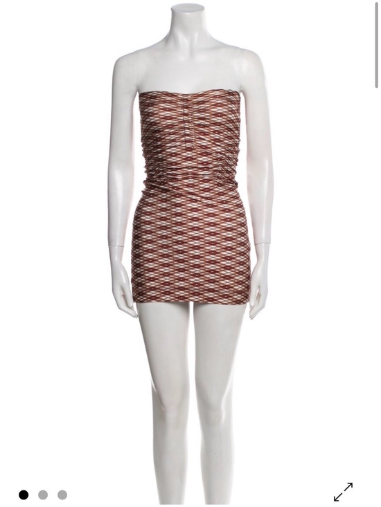 Dresses & Skirts - KNWLS Strapless Ruched Mini Dress in Brown Pattern